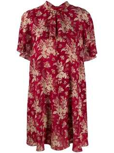 Red Valentino ruffle floral printed dress