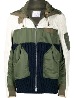 Sacai panelled zip-up jacket