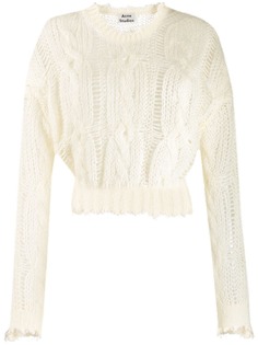 Acne Studios frayed cable knit jumper