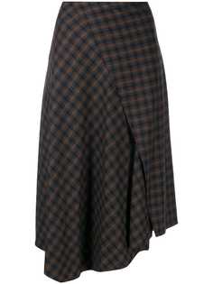 Vince asymmetric plaid skirt