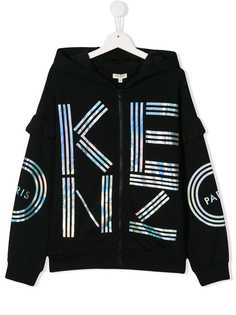 Kenzo Kids толстовка с капюшоном и логотипом металлик