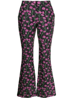 Blumarine атласные расклешенные брюки с вышивкой