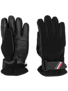 Moncler Grenoble logo leather panel gloves