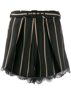 Self-Portrait lace-trim striped shorts