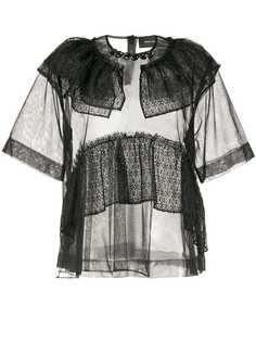Simone Rocha lace-trimmed tulle blouse