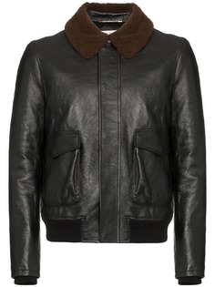 Saint Laurent куртка с воротником из овчины