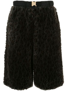 Sacai leopard print shearling shorts