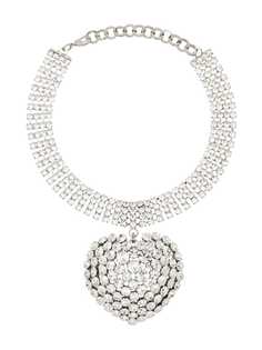 Alessandra Rich embellished drop heart choker