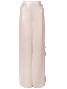 Jonathan Simkhai metallic chiffon side tie trousers