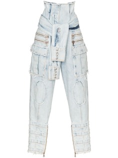 Balmain джинсы с завышенной талией и эффектом потертости