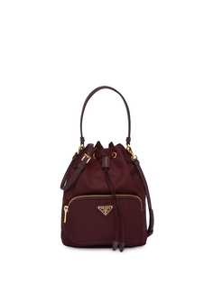 Prada logo plaque bucket bag