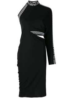 Versace платье на одно плечо с отделкой с греческим орнаментом