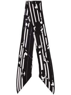 Rockins black printed skinny silk scarf