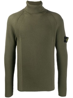 Stone Island logo ribbed roll-neck jumper