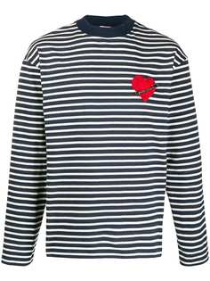 Palm Angels striped heart patch sweatshirt