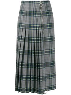 Cédric Charlier pleated plaid skirt