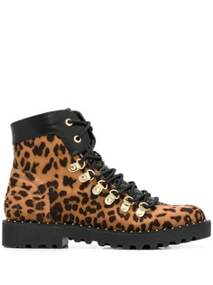 Twin-Set leopard print lace-up boots