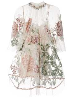 Biyan сетчатый топ с цветочной вышивкой