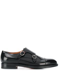 Santoni double buckle monk shoes