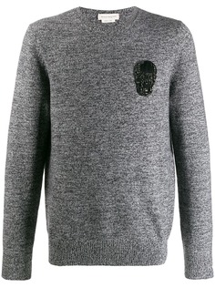 Alexander McQueen beaded skull patch knitted sweater