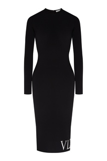 Черное вязаное платье с логотипом Valentino