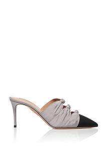 Перламутрово-серые с черным мюли Mondaine 75 Aquazzura