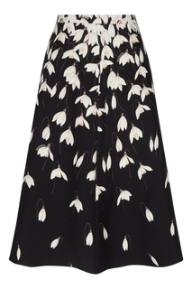 Черная юбка с цветочным принтом Valentino