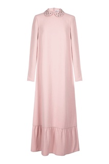 Розовое платье с кристаллами на воротнике RED Valentino