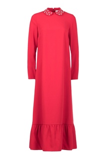 Красное платье с кристаллами на воротнике RED Valentino