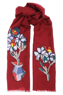 Бордовый шарф с вышивкой Paul Smith