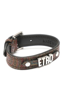 Фактурный браслет с серебристым логотипом Etro