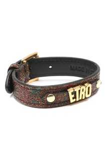 Фактурный браслет с золотистым логотипом Etro