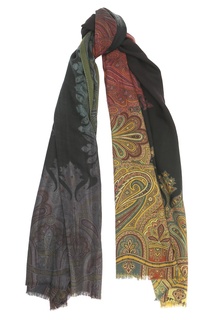 Черный шарф с узорами пейсли Etro