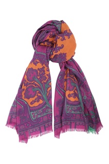 Фиолетово-оранжевый шарф с узором Etro