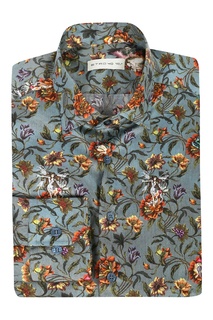 Синяя рубашка с цветочными узорами Etro
