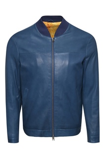 Синяя кожаная куртка Etro