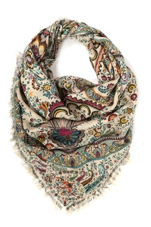 Бежевая шаль с цветочными узорами Etro
