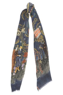 Синий шарф с рисунками Etro