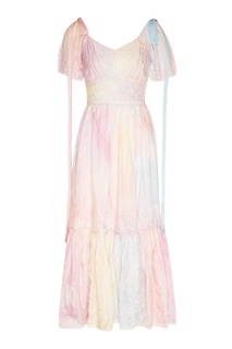 Разноцветное шелковое платье Angie Love Shack Fancy