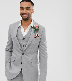 Серый фактурный пиджак приталенного кроя ASOS DESIGN Tall wedding