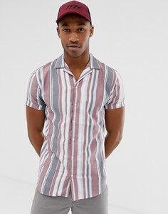 Красная премиум-рубашка в полосу с короткими рукавами Jack & Jones