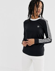 Черный лонгслив с тремя полосками adidas Originals adicolor - Черный