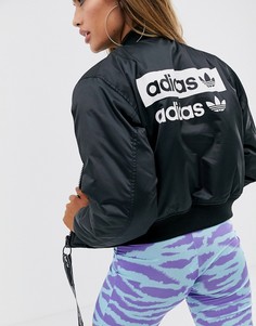 Черный короткий бомбер adidas Originals - Черный