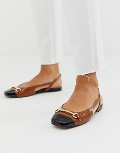 Черные/коричневые балетки с металлическим украшением ASOS DESIGN Lotus - Черный