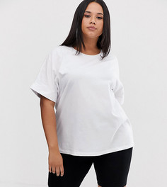 Белая oversize-футболка бойфренда с отворотами на рукавах ASOS DESIGN Curve - Белый