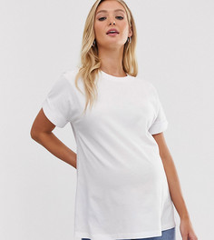 Белая oversize-футболка бойфренда с отворотами на рукавах ASOS DESIGN Maternity - Белый