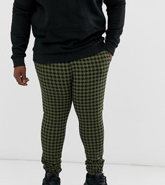 Укороченные суженные брюки в ломаную клетку с отворотами ASOS DESIGN Plus - Зеленый
