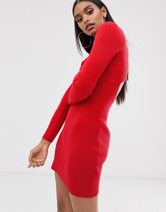 Структурированное платье в рубчик с открытой спиной ASOS DESIGN - Красный