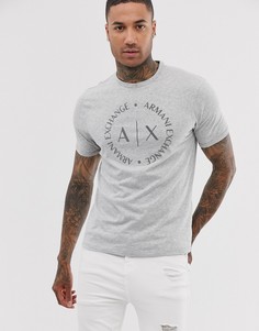 Серая футболка с логотипом из флока Armani Exchange - Серый