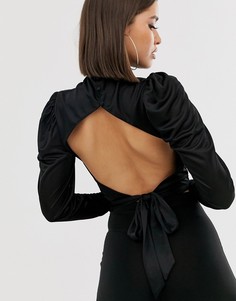 Черный лонгслив со свободным воротом и открытой спиной ASOS DESIGN - Черный